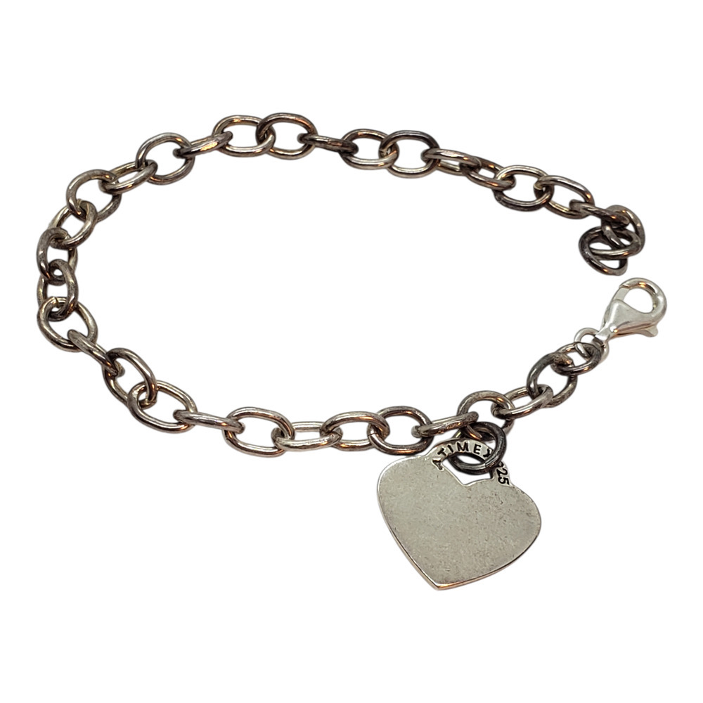 Vintage Sterling Silver 925 Heart Charm & Bracelet Engravable Gift Love